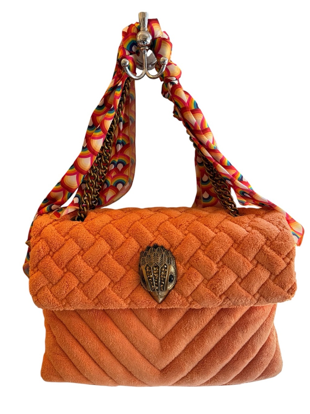Kurt Geiger London XXL Orange Terry Cloth Kensington Bag Oversized Purse